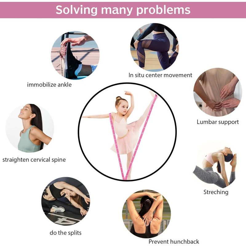 Multi-Loop Elastic Yoga Stretch Strap, 2Pcs Elastic Stretching Strap with