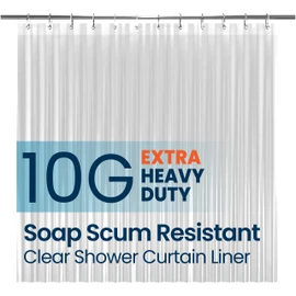 LiBa PEVA 10-Gauge Shower Curtain Liner, 72” W x 72” H - Clear, 10G Extra Heavy Duty Thickness for Bathroom