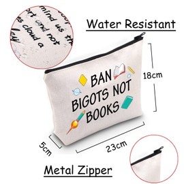 JXGZSO Funny Book Lover Gift Ban Bigots Not Books Cosmetic Bag Bookworm Gift Bookish Gifts For Reading Lover