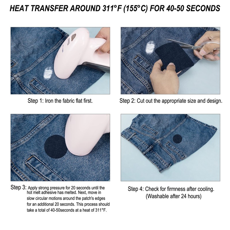 Premium Quality Denim Iron-on Jean Patches Inside & Outside Strongest
