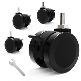 MySit Electric Height-Adjustable Desk Casters, for Standing Desks, M8×15mm Screw Type with Stoppers, Replacement Casters, Retrofit, 50mm Diameter, 360-Degree Rotation, Silent, Load Capacity