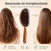 Cepillo para Cabello Desenredante de Madera con Cerdas de Jabalí