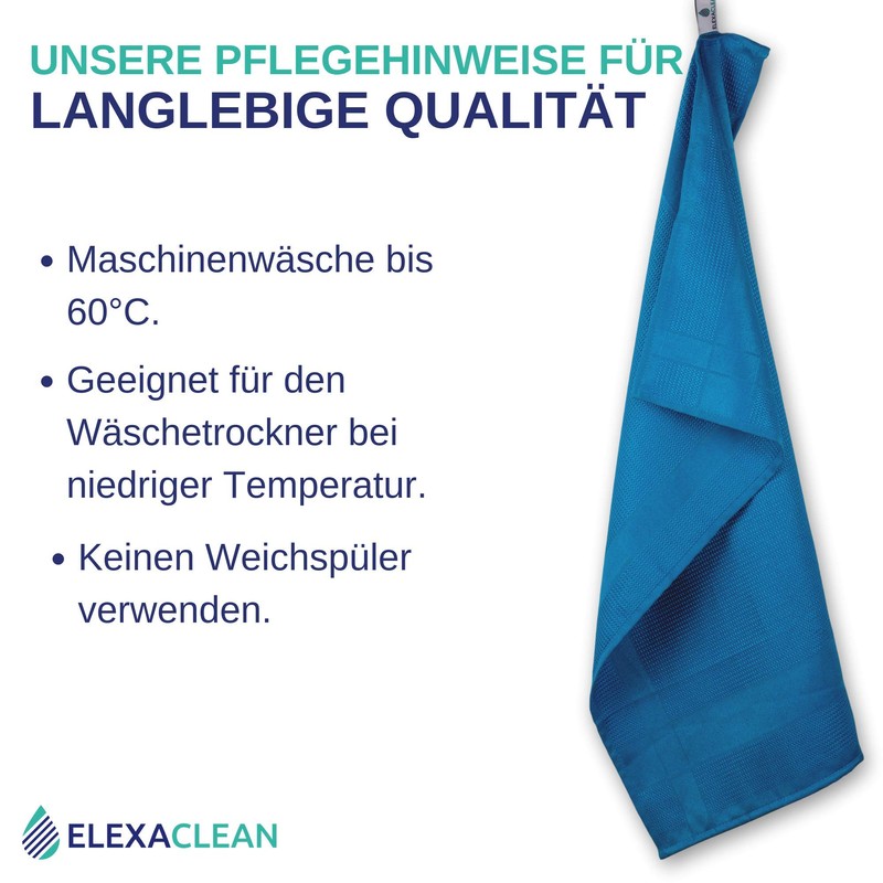 Elexaclean Microfibre Tea Towel Set - 68 x 42 cm