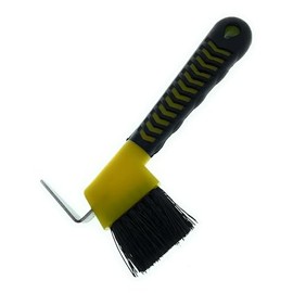MacMaxe Ergonomic Horse Hoof Pick Brush with Heavy-Duty Rust-Resistant Steel Pick and Durable Nylon Bristles – Ideal for Hoof Care, Easy to Clean, Suitable for Beginners and Advanced Riders (Yellow)