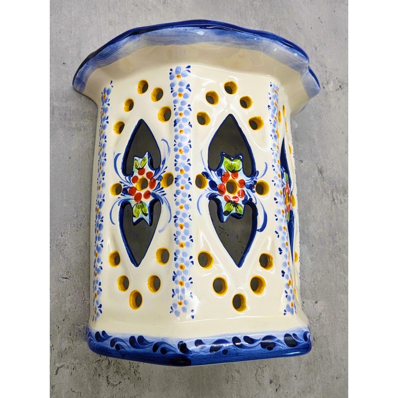 Generic Portuguese Pottery Hand Painted Alcobaça Ceramic Wall Lantern (Large)