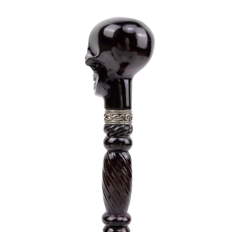 AiO Japan Black Skull Head Wand, Victorian Skull, Black Stick,