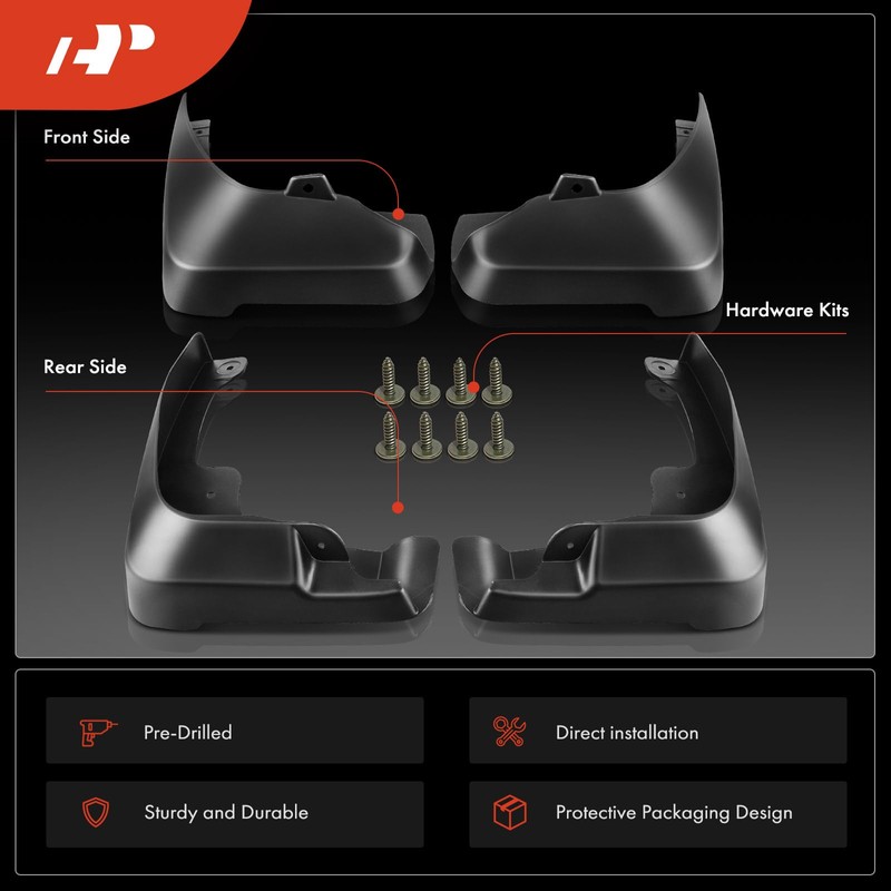 A-Premium Set of 4PCS Mud Flaps Splash Guards Mudguards Mudflaps
