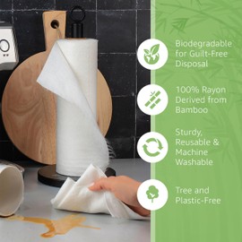 Jenvita Reusable Paper Towels Bamboo | Ultra Absorbent & Durable | Reusable Paper Towel Washable Roll | FSC Certified | 100% Rayon Derived From Bamboo | Towel Alternative | 20 Sheets, 12"x11" | 1 Roll