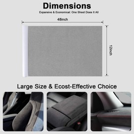 RadiantDecor Premium Light Grey Suede Fabric Wrap - 12x48 inch Suede Wrap for Car Interior - Self-Adhesive Microfiber and Synthetic Leather, Stretchable Interior Film for Car and Home Decor