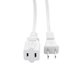 6FT Polarized US 2-Prong Male-Female Extension Power Cord, White 2 Outlet Extension Cable Cord US AC 2-Prong Male/Female Power cable10A/125V, Nema 1-15P to 1-15R Cable Polarity