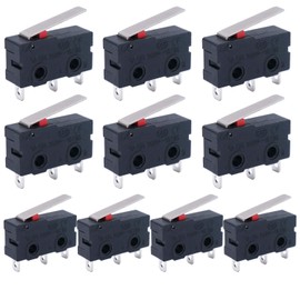 Twidec/10Pcs Mini Micro Limit Switch 5A 125 250V AC SPDT 1NO 1NC Short Lever Arm Switch Snap Action Button Type 3 Pins KW11-3Z02