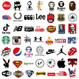 100 Pcs Waterprof Vinyl Anime Stickers for Water Bottle Laptop Hard Hat Skateboard Automobile Kids Teens Girls Boys Adults Brands