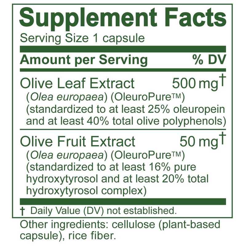 Island Nutrition, Olive Leaf Extract Capsules – 25% Oleuropein (40%