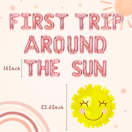 Rose Gold First Trip Around the Sun Balloons First Trip Around the Sun Party Decoration Sun First Birthday Party Decoration Sun Balloons Sun First Birthday Party Supplies