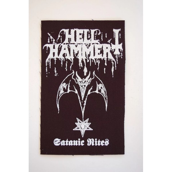 Punk Rock Hell Hammer Cloth Patch Sew On Badge Black