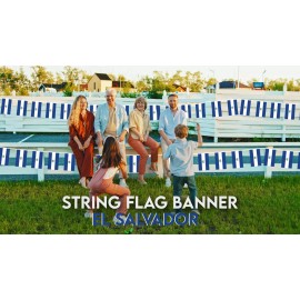 G128 El Salvador Printed Bunting Banner, Flag 8.2 x 5.5 Inch, Full String 33 Feet