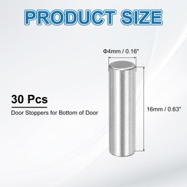 PATIKIL Metal Dowel Pins 4x16 Mm, 30 Pcs 304 Stainless Steel Shelf Support Peg Fasten Elements for Bookshelf Shelves Cabinet Closet Fixing Component Position, Silver