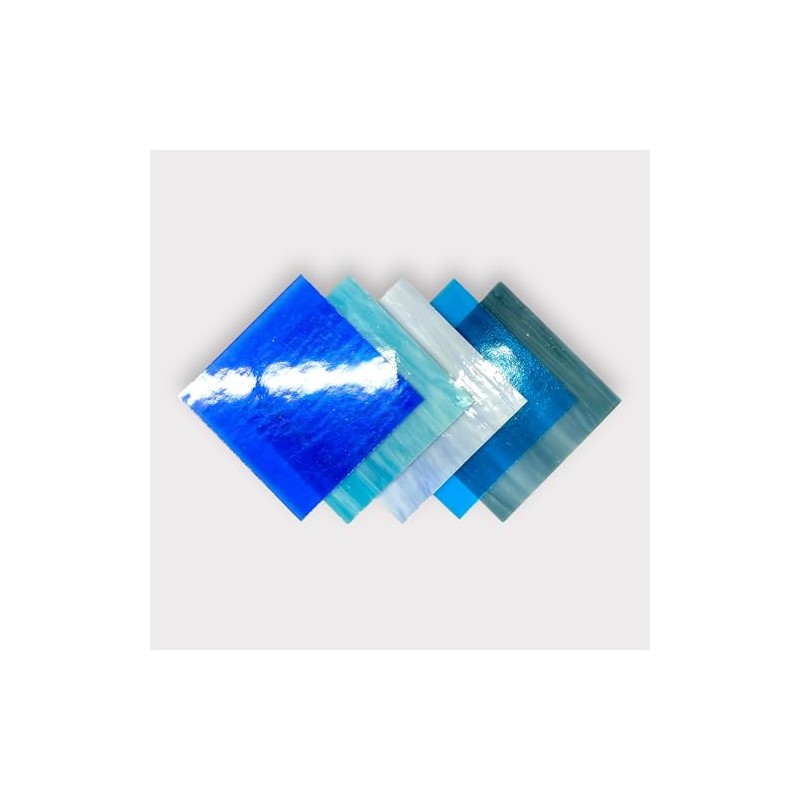 5 sheets - COE 96 Blue Fusible Glass Pack by