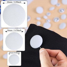 Fabric Cloth Covered with Metal Shank Round Buttons for Jacket Coat Blouse Jeans Dress Suits Bridal Gowns Sewing Buttons,20PCS (25mm, White)
