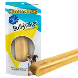 BULLYYAKER Cheese Chews: Himalayan Yak Cheese Dog Chews- Natural, Healthy & Long Lasting Dog Treats - Grain, Gluten & Lactose-Free Rawhide Alternatives, Jumbo Single Stick, 7 Oz
