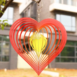 Adove Stainless Steel Garden Wind Spinner Hanging Kinetic Wind Sculpture Garden Decor For Indoor Outdoor (Redyellow)