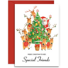 Special Friends Christmas Card - Decorating the Tree - Medium Sized Card (A5 Size -148mm x 210mm) with Envelope