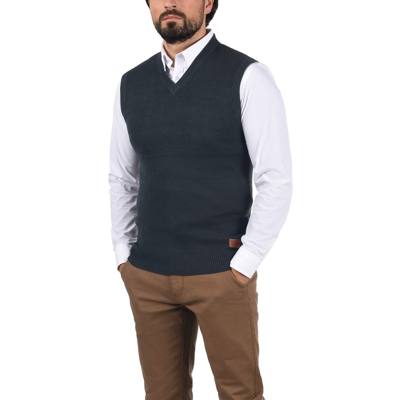 Blend Larsson Men's Knitted Sweater Vest Fine Knit with V-Neck
