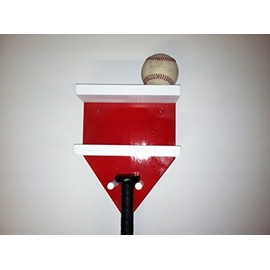 Baseball Bat Rack and Ball Holder Display Meant to Hold 1 Full Size Bat and 4 Baseballs Red White