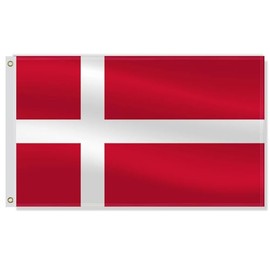 3×5 FT Denmark Flag,Large Danes National Decor,Double Side Digital Printed 75D Polyester Banner With Canvas Header Brass Grommet