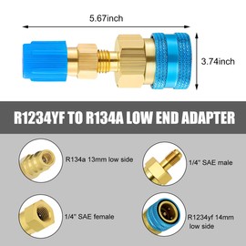 Yourkar 2 Set R1234YF Quick Couplers Kit, R1234YF to R134A Conversion Adapters, High/Low Side Quick Coupler for Air Conditioning Systems Refrigerant Charging, Car Accessories