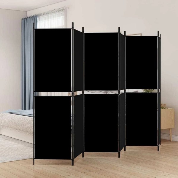 Unbranded 6-Panel Room Divider Black 118.1"x70.9" Fabric