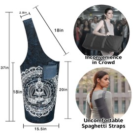 saniwu Durable Yoga Mat Bag Carrier for Women with Mandala Meditation Print, Zipper Pocket and Extra Storage Space