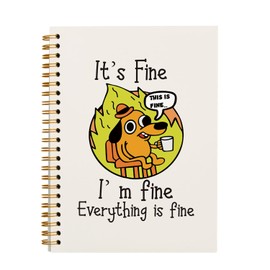 OXW Funny Office Gifts Notebook Journal, Gag Fun Gifts for Coworker Colleague Employee Boss Adults Friends Women Men, Sarcastic Snarky Gift, This is Fine Dog Spiral Notebook 5.5 x 8.3