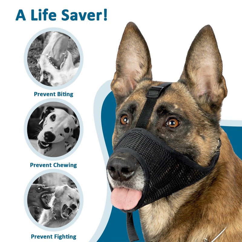 LUCKYPAW Mesh Dog Muzzle for Large Medium Small Dogs, Soft