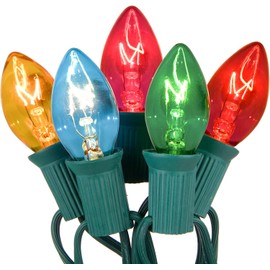 Abeja 25Ft Easter Lights String, C7 Vintage Christmas Tree Lights with 27 Clear Colorful Bulbs(2 Spare), Outdoor Roofline String Lights for Bedroom Indoor Patio Wreath Carnival Easter Decorations