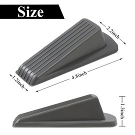4 Pack Door Stoppers for Bottom of Door, Gray 4.8x2.2x1.3in Door Stops, Rubber Door Stopper Wedge, Sturdy Stackable Door Stops for Floor