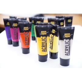 Kreul 84172 - Solo Goya acrylic paint set with 16 colours in 20 ml tubes, creamy, versatile acrylic paint in professional quality, water-based, quick drying, matt, good coverage, waterproof