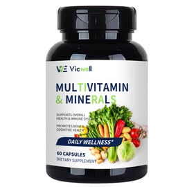 Vicwell Multivitamin and Minerals for Men and Women with Collagen, Grape Seed & Black Currant – Supports Immune, Bone, Eye & Cognitive Health – 60 Capsules