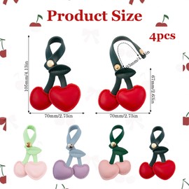Sxutop 4 Pcs Cherry Bag Charms for Handbags Leather Cherry Charms Cute Cherry Purse Charm PU Cherry Keychain Cherry Decorations for Purse Kawaii Cherry Keyring for Girls Women Purse Handbags