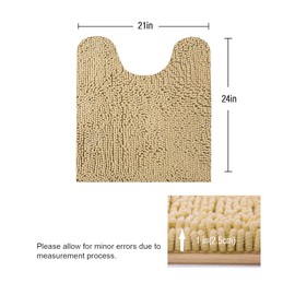 ITSOFT Non-Slip Shaggy Chenille Toilet Contour Bathroom Rug with Water Absorbent, 24 x 21 Inches U-Shaped Charcoalgray