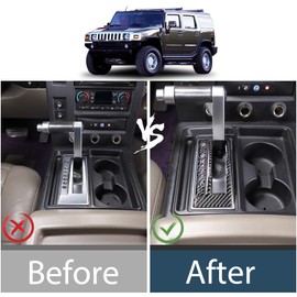 Lcojicep Gear Shift Panel Cover Trim Compatible with Hummer H2 2003-2007 Real Soft Carbon Fiber Center Control Gear Shift Anti-Scratch Panel Frame Trim Cover Protection Sticker Accessories