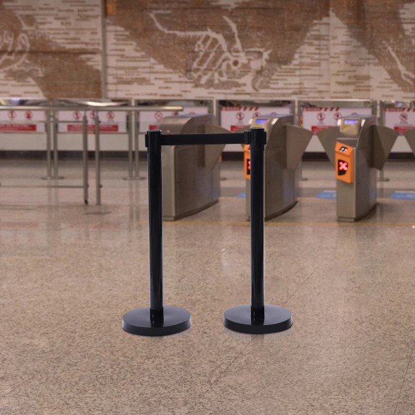 Unbranded 2Pcs 35" Stanchion Posts Queue Pole Retractable Belt 6.5ft