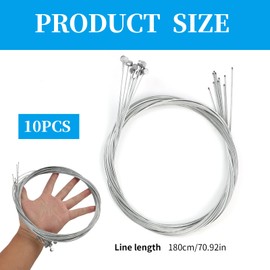 10 PCS Universal Inner Bike Brake Cable, Universal Stainless Steel Bike Brake Cables Smooth Inner Brake Cable Set Replacement for Mountain Road Bike Parts Compatible with Bike Gear Cable