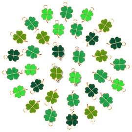 yisight Clover Lucky Charm Pendants, 48 Pieces Lucky Charm Clover Pendants, Key Fob Clover, Small Lucky Charm, for DIY Crafts, Jewellery, Ornaments, Key Chain, Stainless Steel, No Gemstone