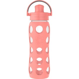 Lifefactory 22-Ounce Active Flip Cap Glass Water Bottle, 22oz, Cantaloupe