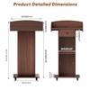 Portable Podium Stand with Metal Wheels, Rolling Podium with Drawer