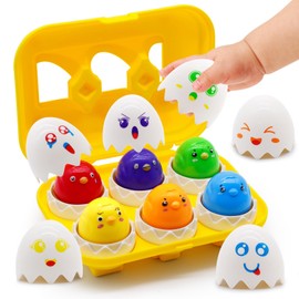 MOONTOY Toddler Learning Toys for 1 2 3 Year Old Girl Boy Birthday Gift Educational Montessori Matching Egg Toys Shape Sorter for Toddlers 1-3 Emotion Color Toddler Toys Age 1-2 Baby Toys 12-18 Months