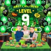 Video Game Themed 9th Birthday Party Decorations Green Black Happy