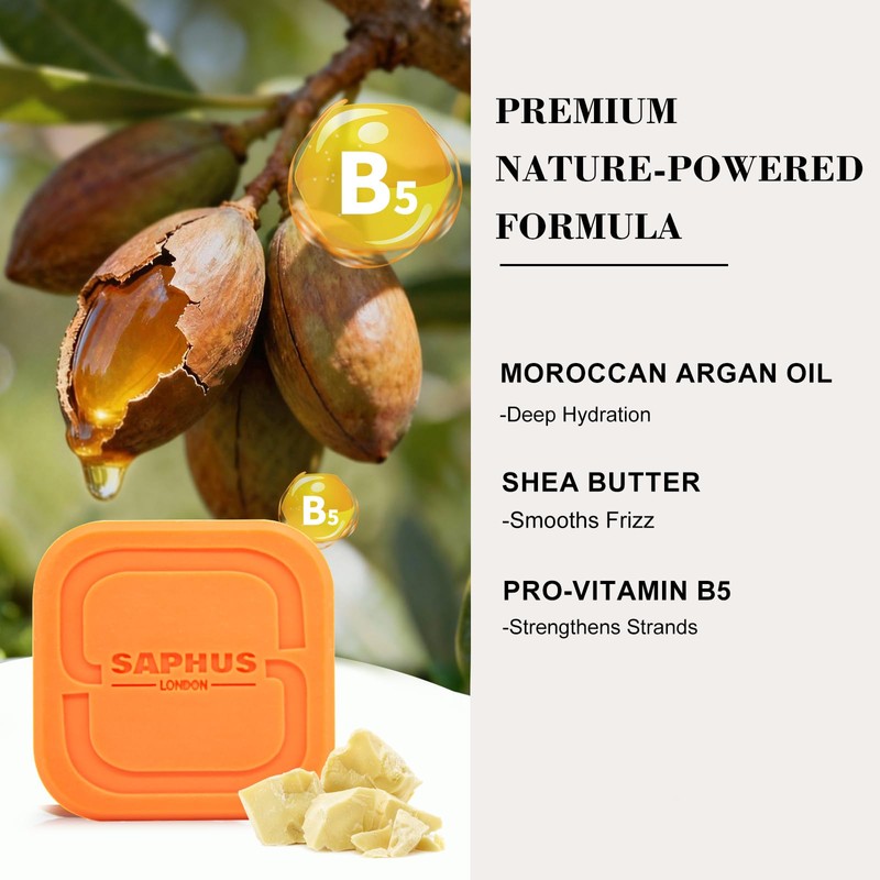 SAPHUS Argan Oil Bar Shampoo and Conditioner Set for Strengthening,