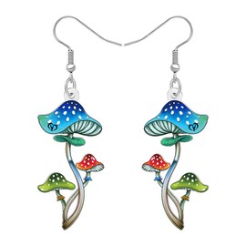 DOWAY Acrylic Funny Mushroom Earrings Drop Hanging Whimsical Spring Summer Jewellery Strange Gifts for Women Girls Mum, Acrylic, No Gemstone